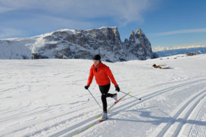 Langlaufen auf der Seiser Alm in den Dolomiten