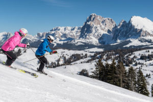 Skiing on Alpe di Siusi and Val Gardena